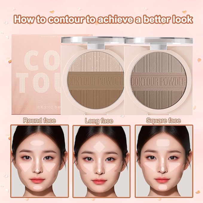 Contour Powder Makeup Palette Matte Shimmer Face Sculpting Shading Silky Smooth Tone Tuning Flawless Pressed Powder Bronzer for Warm Skin Tone, 01 Warm Brown-VivaGrace Women
