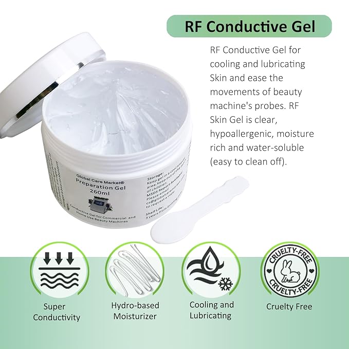 Preparation Gel – RF Conductive Gel with Hyaluronic Acid for Use With Radio Frequency Face and Body Machines, Skin Cooling Gel Primer for IPL Hair Removal Device-VivaGrace Women