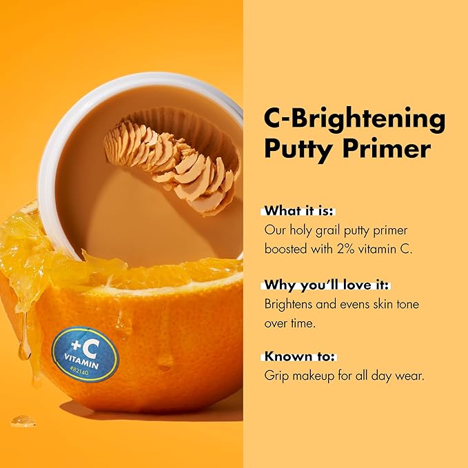 e.l.f. C-Brightening Putty Primer, Makeup Primer For Brightening & Evening Out Skin Tone, Enriched With Vitamin C, Universal Sheer (Packaging May Vary)-VivaGrace Women