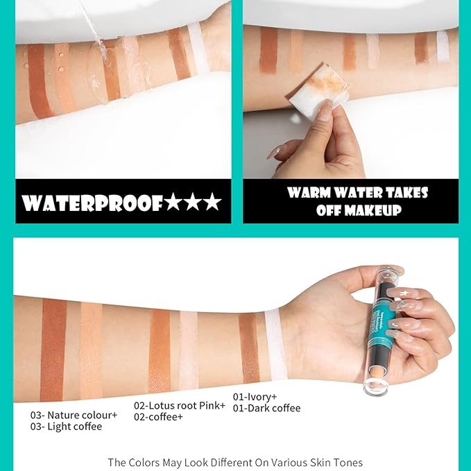 MEICOLY 2-in-1 Highlighter Contour Stick,Cool Toned Contour Stick,Makeup Highlighter Stick,Long Lasting Waterproof Bronzer Contour Pencil,Travel Cream Face Shaping Stick,03-VivaGrace Women