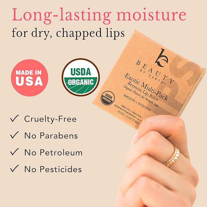 Organic Lip Balm Multi Flavor - 4 Pack Organic Gifts for Women, All Natural Lip Balm, Gift Set for Women, Lip Balm Hydrating Beauty Gifts, Small Birthday Gifts, Lip Moisturizer, Chapstick, Lip Care-VivaGrace Women