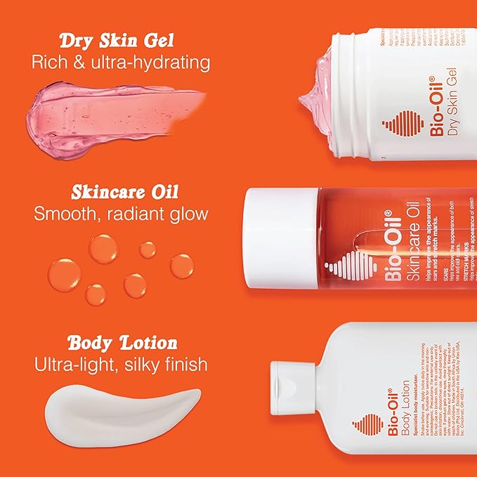 Bio-Oil Skincare Set, Trial Kit for Scars, Stretchmarks, and Dry Skin, 3 Pc Travel Size Kit Includes Skin Care Oil, Dry Skin Gel, and Body Lotion, use for Scars, Pregnancy Stretch Marks, and Dry Skin-VivaGrace Women