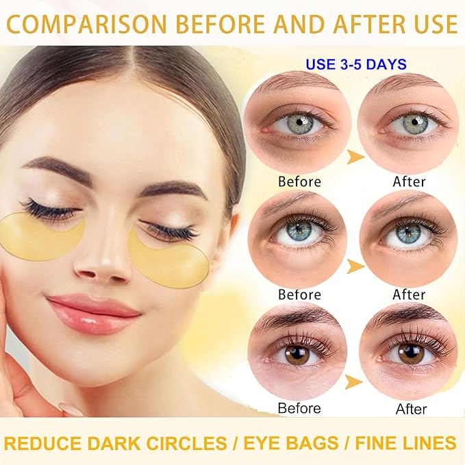 Under Eye Patches, 24K Gold Eye Mask, Eye Patches for Puffy Eyes and Dark Circles Reduce Eye Bags Fine Lines Smooth Wrinkle, Anti-Aging,Hydrating, Eye Skin care Pads with Collagen (60PCS)-VivaGrace Women