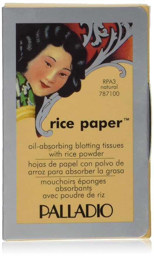 Palladio Rice Paper Facial Tissues for Oily Skin, Face Blotting Sheets Made from Natural Rice, Oil Absorbing Paper with Rice Powder, 2 Sided, Instant Results, Natural, 40 Count, Pack of 1-VivaGrace Women