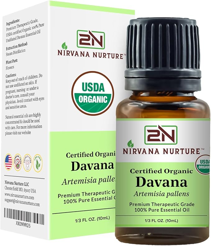Davana Essential Oil USDA Certified Organic 100% Pure Premium Therapeutic Grade, Undiluted - Aromatherapy Diffuser for Calm and Relaxation, Skin Care, Hair Care-VivaGrace Women