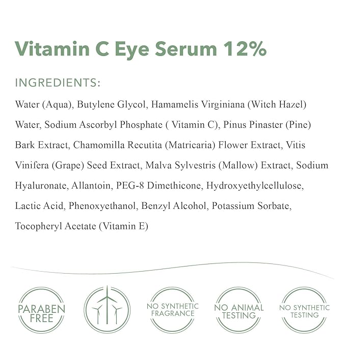 emerginC Vitamin C Eye Serum 12% - Gentle Eye Serum with Chamomile + Grape Seed Extract to Target the Appearance of Fine Lines, Puffiness + Pigmentation (0.5 oz, 15 ml)-VivaGrace Women