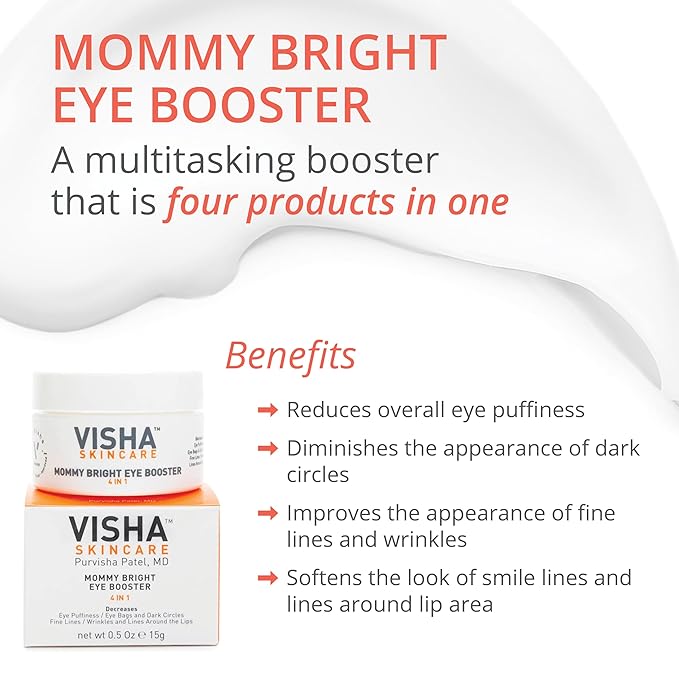 Skincare Mommy Bright Eye Booster 4 in 1 Cream for Dark Circles and Puffiness Under Eyes, Fine Lines and Wrinkles Eye Cream, Safe to Use During Pregnancy and Nursing 0.5oz-VivaGrace Women