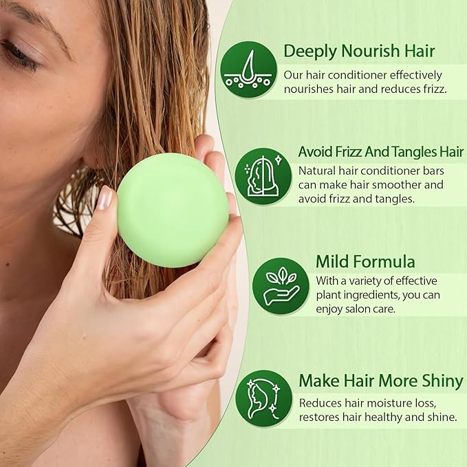 POP MODERN.C Rosemary Solid Shampoo and Conditioner Bar Set for Hair Growth, Moisturizing, 160g, 2.8219 Ounce, 2x80g Soaps, 2 Wooden Holder, Mother's Day Gift-VivaGrace Women