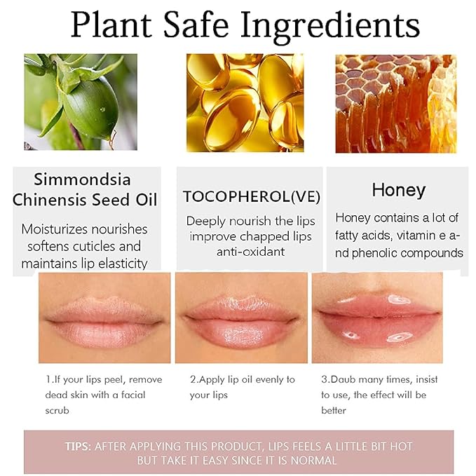 Vitamin E Lip Plumping Serum, Lip Hyaluronic Lip Plumper, Lip Plumping Serum Instant Lip Balm for Moisturize, Eliminate Dryness Wrinkles Enhances Plump Gloss (1PC)-VivaGrace Women