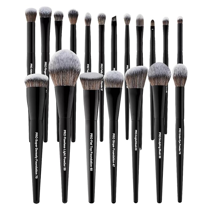 Bueart Design 19Pcs Professional Grade Labeled Makeup Brushes Set, Large Foundation Powder Contour Concealer eyeshadow Blush EyeLiner Make up Brushes,Premium Synthetic hair,Vegan Cruelty-free-VivaGrace Women