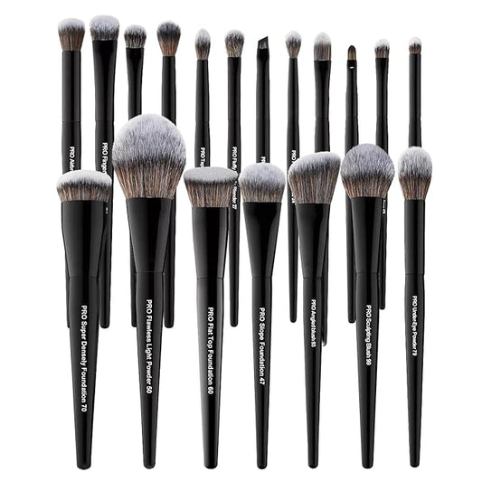 Bueart Design 19Pcs Professional Grade Labeled Makeup Brushes Set, Large Foundation Powder Contour Concealer eyeshadow Blush EyeLiner Make up Brushes,Premium Synthetic hair,Vegan Cruelty-free-VivaGrace Women