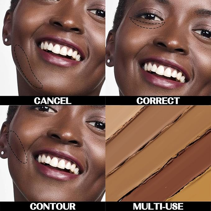 5 In 1 Multi-Use Correcting Concealer Palette,Waterproof Long Lasting Contour Palette,Professional Creamy Concealer Kit for Women,Easy to Create Full Coverage and Natural Finish.#3-VivaGrace Women