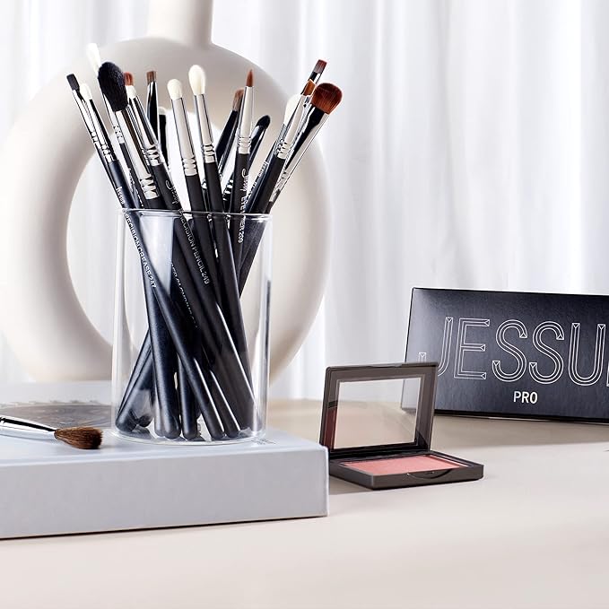 Jessup Eye Makeup Brushes Set Professonal 28pcs Premium Synthetic Eyeshadow Brush Eyeliner Brush Eyebrow Brush Blending Brush for Makeup Black T341-VivaGrace Women