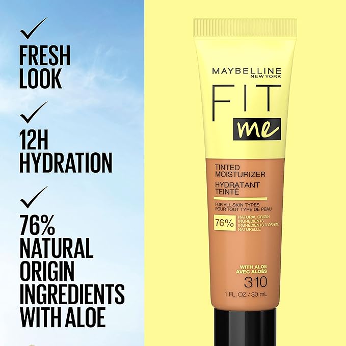 Maybelline Fit Me Tinted Moisturizer, Natural Coverage, Face Makeup, 375, 1 Count-VivaGrace Women