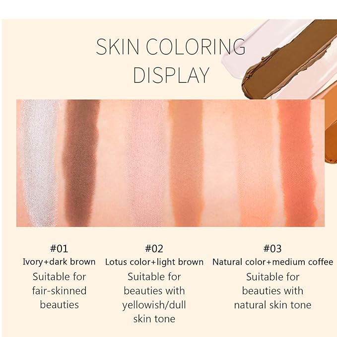 Double-End Contour Highlighter Stick, Face Contour Makeup Contouring Sticks Cream Concealer (1)-VivaGrace Women