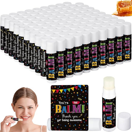 Dunzy 100 Pack Employee Appreciation Gifts Bulk Lip Balms Favors Bulk Small Thank You Gifts Team Appreciation Inspirational Gifts for Women Men Coworkers Staff Teachers Nurses Team-VivaGrace Women