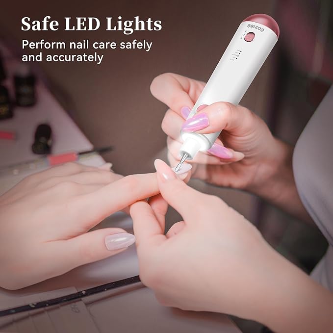 Electric Nail Drill, 8-in-1 Cordless Electric Nail File with LED Light, 5 Speeds Rechargeable Manicure and Pedicure Kit Hand Foot Care Tool for Nail Grinder Trim Polish for Women Baby-VivaGrace Women
