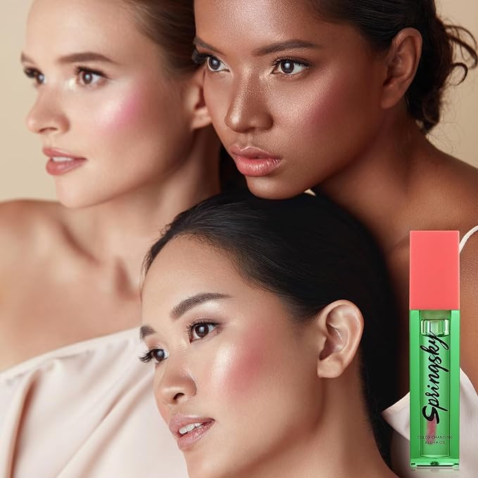 Color Changing Blush Oil, Liquid Blush Oil for Cheeks, Long-lasting Waterproof Blush, Dewy & Natural Flush Finish, Reacts to Your Skin's pH for a Customized Look-VivaGrace Women