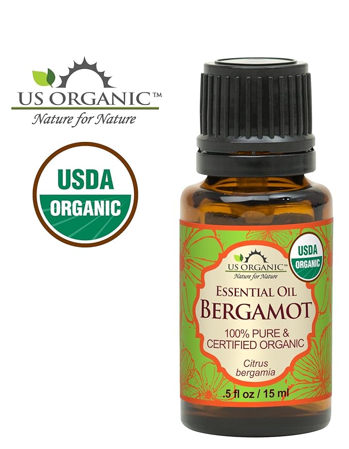 US Organic 100% Pure Bergamot Essential Oil, USDA Certified Organic, Cold Pressed, with Euro droppers (More Size Variations Available) (15 ml / .5 fl oz)-VivaGrace Women