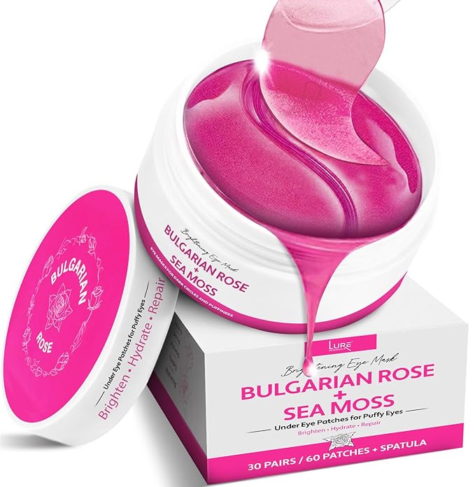Under Eye Mask Under Eye Gels with Irish Sea Moss Bulgarian Rose and Hyaluronic Acid 60 Eye Gels (30 Pairs) Eye Masks for Men and Women-VivaGrace Women