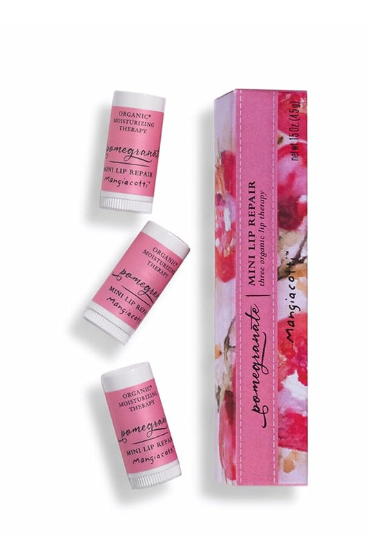 Lip Balm Moisturizing Repair Sticks for Soft Lips Organic Beeswax Mini Balms, 3-Pack, Pomegranate-VivaGrace Women