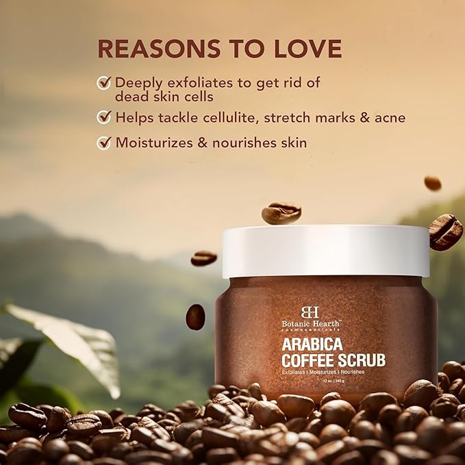 Botanic Hearth Arabica Coffee Body Scrub Exfoliating Body Scrub Act As Body Exfoliator & Helps With Moisturizing Skin, Acne, Cellulite, Dead Skin Scars, Wrinkles 12 Oz-VivaGrace Women