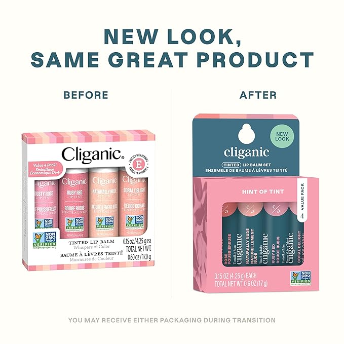 Cliganic Tinted Lip Balm - Non-GMO, 4 Colors - Enriched with Vitamin E, Cruelty Free (Packaging May Vary)-VivaGrace Women