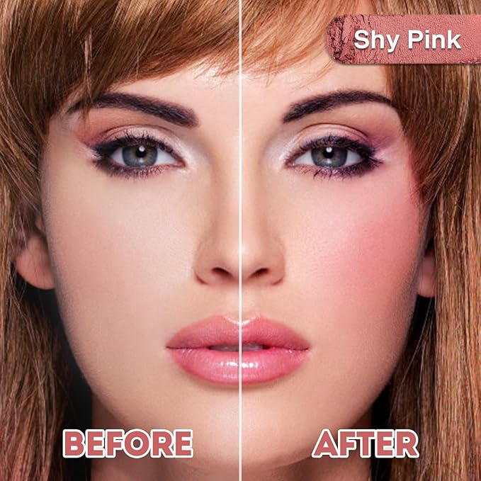 Face Blush for Cheeks Waterproof Smooth Creamy Formula, Matte Finish Buildable Lightweight Cream Blush Balm Create a Natural, Long Lasting Makeup Brightens Facial Radiance (Shy Pink)-VivaGrace Women