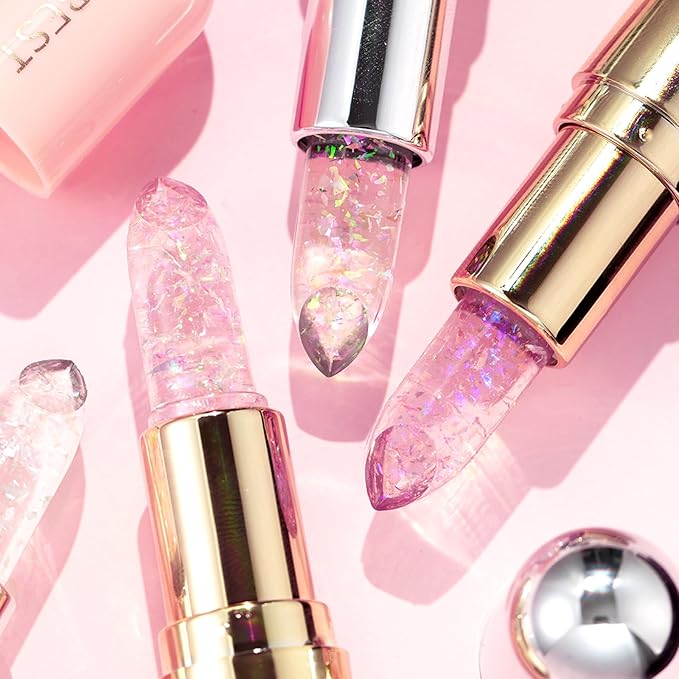 Glimmer Balm, pH Lip Balm, Magic Color Changing pH Lipstick, Moisturizing Tinted Lip Balm, Lip Glowy Balm, PH Reacting Lip Balm, Hydrates & Plumps, Pink Shimmer Lipstick (01# Colourless)-VivaGrace Women