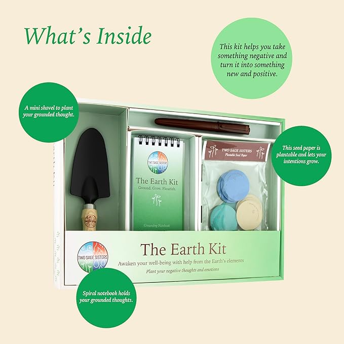 The Earth Kit by Two Sage Sisters - Self Care Kit with Seed Paper Disks, Notebook, Marker, and Shovel, Pamper and Self Care Gifts for Women and Men, Mens and Womens Care Package for Wellness-VivaGrace Women