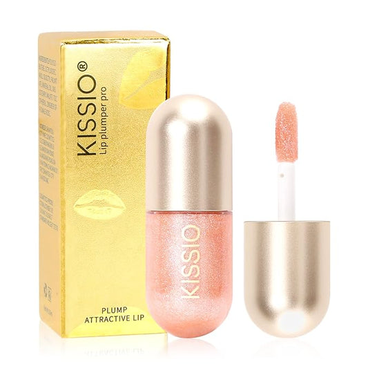 KISSIO Lip Plumper,Color Lip Plumper Gloss,Shimmer,Lip Enhancer,Plant Extracts Plumping Lip Serum,Moisturizing Lip Gloss for Fuller Lips and Hydrated Beauty Lips 5.5ml (01 Lemonade)-VivaGrace Women