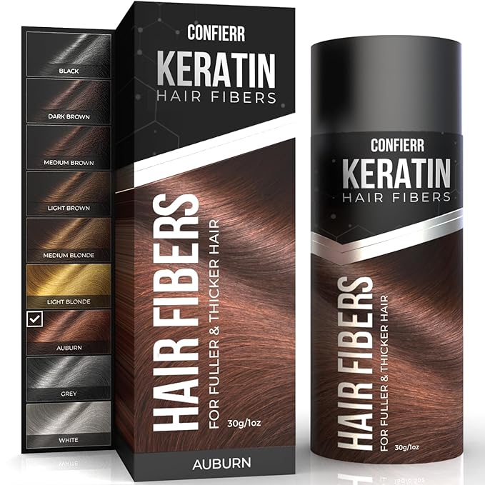 Keratin Hair Fibers for Men & Women - Fill In Fine or Thinning Hair, Instantly Thicker, Fuller Looking Hair (Auburn 30g)-VivaGrace Women