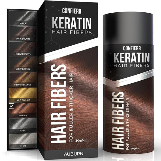 Keratin Hair Fibers for Men & Women - Fill In Fine or Thinning Hair, Instantly Thicker, Fuller Looking Hair (Auburn 30g)-VivaGrace Women