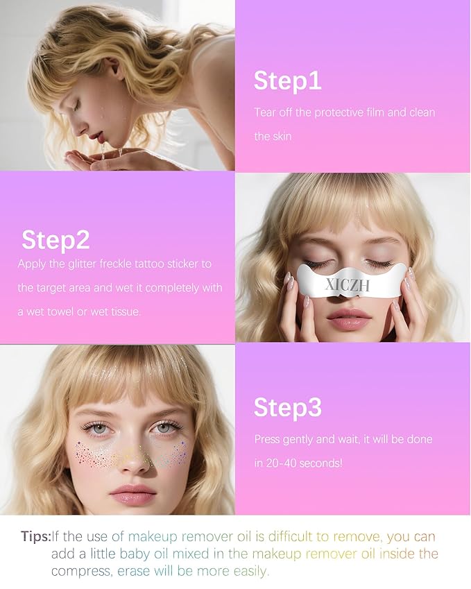 Glitter Freckles, Holographic Multichrome Freckles Temporary Face Tattoos, Body Face Glitter for Women Girls, Country Concerts Singer Festival Rave Accessories (iridescent - 10 pcs)-VivaGrace Women