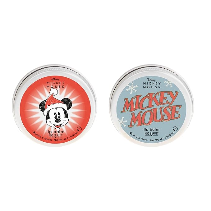 MAD BEAUTY Disney Mickey Mouse Lip Balm Duo, Frosted Berries & Vanilla Scented, 2-Pack, Gift Wrapped, Christmas, Holidays, Moisturizing-VivaGrace Women