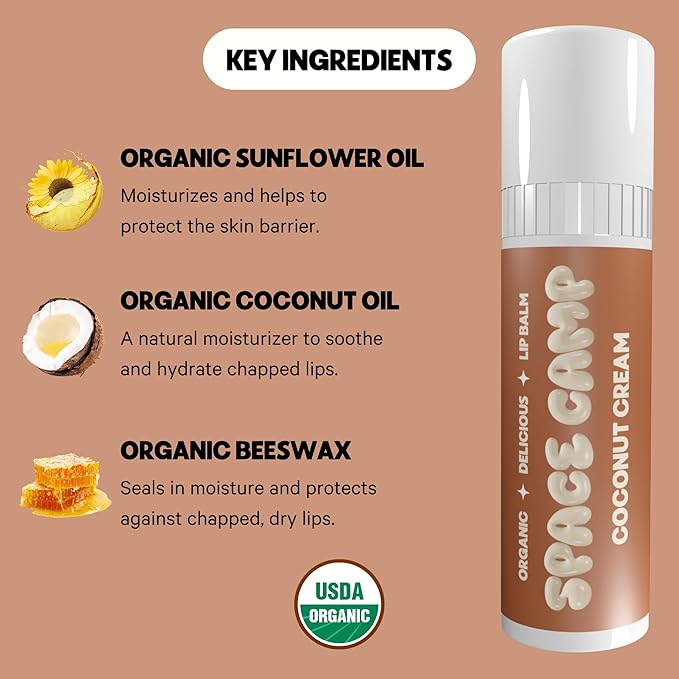 Wellness Jumbo Lip Balm - Coconut Cream Organic Flavored Balm (2 Pack)-VivaGrace Women