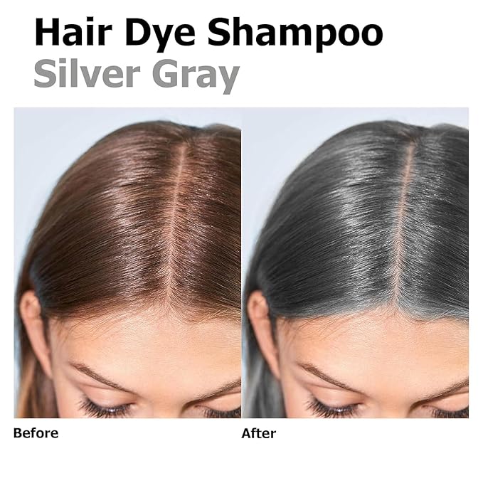 Silver Gray Hair Dye Shampoo 3 in 1, Long-lasting & Natual Hair Color Shampoo Lasting for 4 Weeks, Herbal Ingredients Natural Shampoo Hair Dye Effect in Minutes, Christmas Gifts for Men Women 500ml-VivaGrace Women