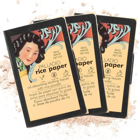 Palladio Rice Paper Facial Tissues for Oily Skin, Face Blotting Sheets Made from Natural Rice, Oil Absorbing Paper with Rice Powder, 2 Sided, Instant Results, Natural, 40 Count (Pack of 3)-VivaGrace Women
