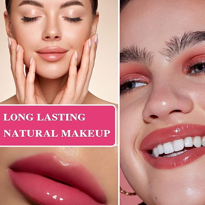 6 PCS Clear Glass Hydrating Lip Gloss Set,Essence Lip Stick Jelly Toothed Lip,Plumping Lip Oil Long Lasting Moisture,Lip Treatment,Lip Balm Kit,Lip Stains For Women,Lip Makeup-VivaGrace Women