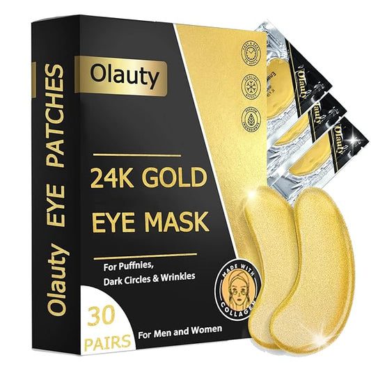 Eakroo 30 Pairs Golden Under Eye Patches, 24k Gold Under Eye Mask Eye Patches for Puffy Eyes, Eye Masks for Dark Circles and Puffiness, Reduces Wrinkle, Fine Lines and Eye Bags, Nourish Skin-VivaGrace Women