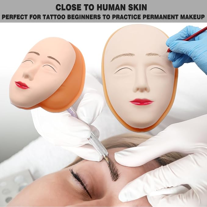 Makeup Practice Face Kit - Includes 6PCS Practice Fake Face & 5D Face Model Stand and Eye Makeup Assistance Tools, Ideal for Daily Makeup Training and Workshops-VivaGrace Women