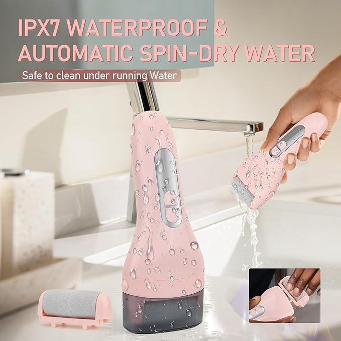 Callus Remover for Feet - with Larger Grinding Head, Electric Portable Pedicure Kit Foot File Callus Remover, Rechargeable Waterproof Foot File for Foot Care Deadskin Remover LCD Display-Pink-VivaGrace Women
