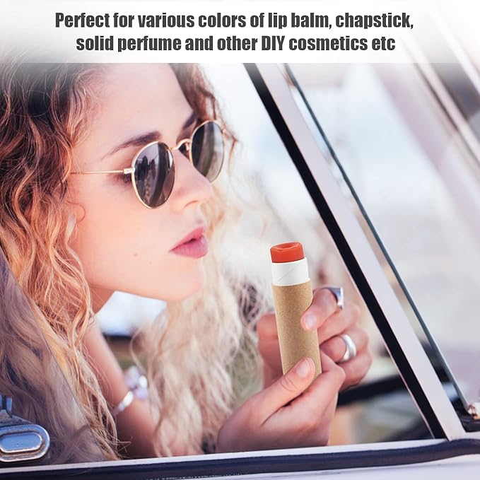 10 Pcs 25g Paperboard Lip Balm Tubes Refillable Krafts Paper Lipstick Tube Round Cardboard Empty Lip Gloss Container Holder Tubes for DIY Chapstick Salve Cosmetic Lotion Solid Perfume - Brown-VivaGrace Women