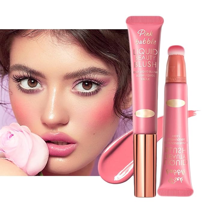 Liquid Blush Makeup Wand, Velvet Cream Blush Stick for Cheeks and Lips, Blush and Highlighter Stick, Easily Blendable, Long-Wearing, Smudge Proof-VivaGrace Women