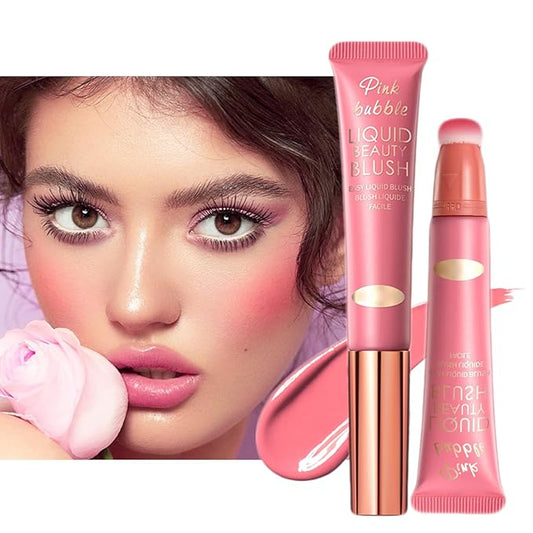 Liquid Blush Makeup Wand, Velvet Cream Blush Stick for Cheeks and Lips, Blush and Highlighter Stick, Easily Blendable, Long-Wearing, Smudge Proof-VivaGrace Women
