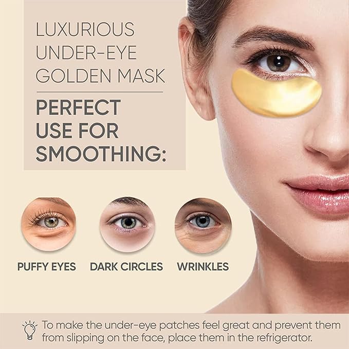 30 Pieces Lip Mask & Under Eye Mask,24K Gold Gel Crystal Collagen Eye Patches, Cherry Lip Masks Skincare,Moisturizing& Reducing Reducing Fine Lines & Dark Circle for Puffy Eyes-VivaGrace Women