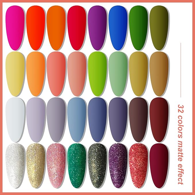 JODSONE Gel Nail Polish Kit with U V Light 32 Colors with Base Coat Matte Glitter Top Coat Gel Nail Set Manicure Salon Tools-VivaGrace Women