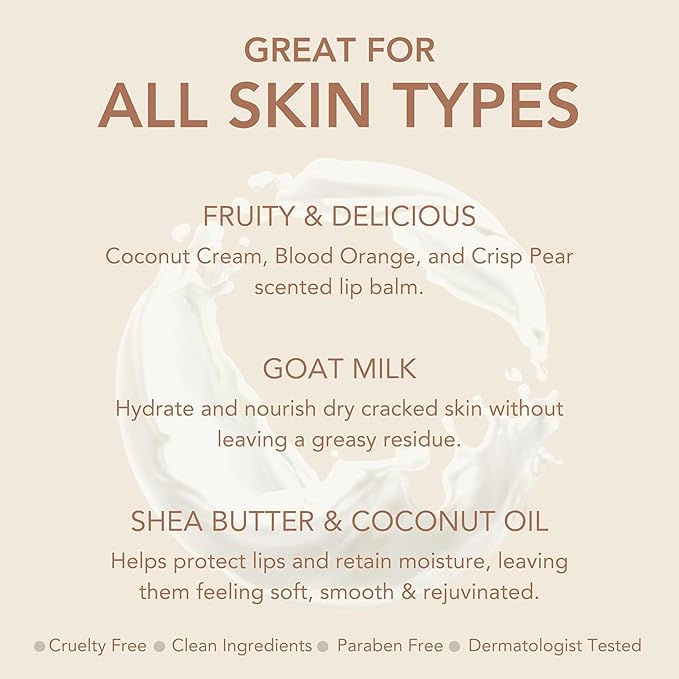 Dionis Goat Milk Skincare Fruity & Delicious Lip Balm Gift Set - Beeswax, Shea Butter & Coconut Oil Lip Care Products Made in The USA - Cruelty Free Lip Moisturizer For Dry Chapped Lips, 0.28oz 3 Pk-VivaGrace Women