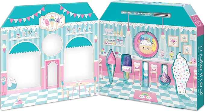 Make It Real: Candy Shop Cosmetic Set - 9 pcs, Vanilla & Strawberry Scented Cosmetics, Ice-Cream Shaped Glosses, Beauty Kit, Tweens, Girls & Kids Ages 8+-VivaGrace Women