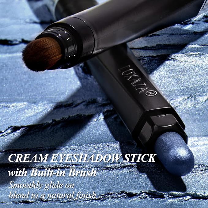 Blue Eyeshadow Stick Makeup 6PCS Set, Dark Blue Brown Metallic Shimmer Matte Cream Eye Shadow Eyeliner Brightener Pencil Crayon - JEANS BLUE-VivaGrace Women